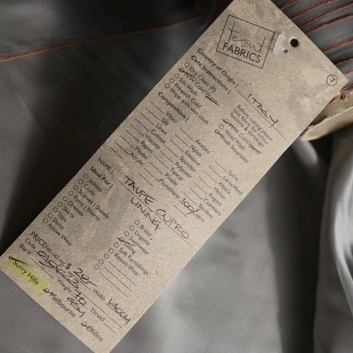 Taupe Cupro Lining - Image 3