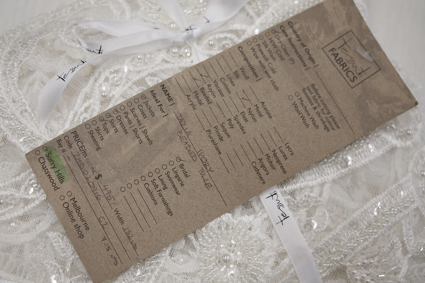 Tazia Ivory Beaded Tulle - Image 2