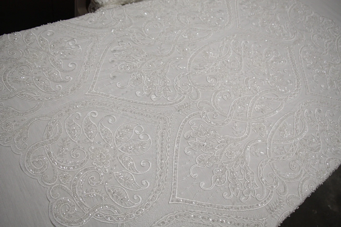 Tazia Ivory Beaded Tulle - Image 5