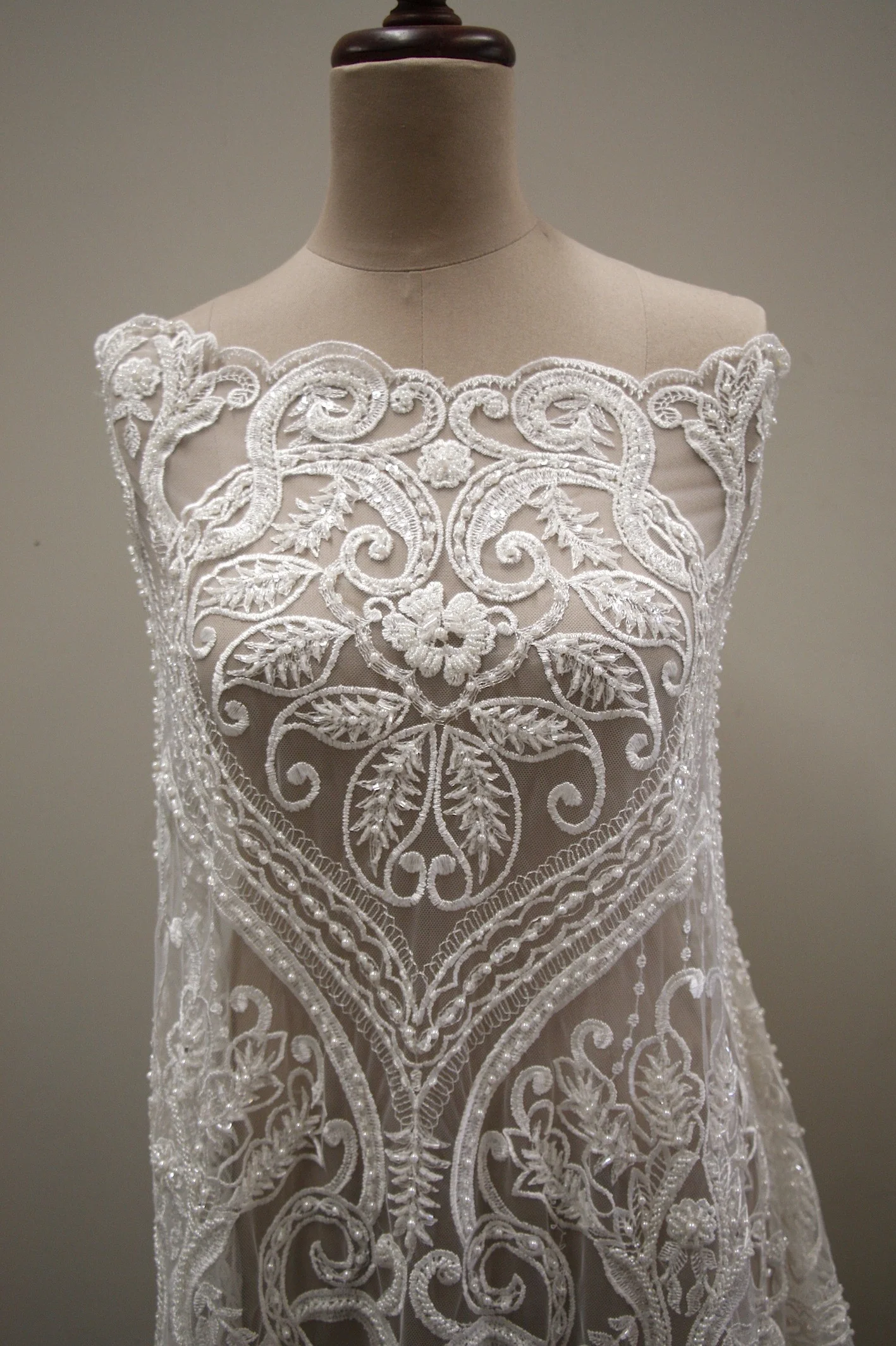 Tazia Ivory Beaded Tulle - Image 6
