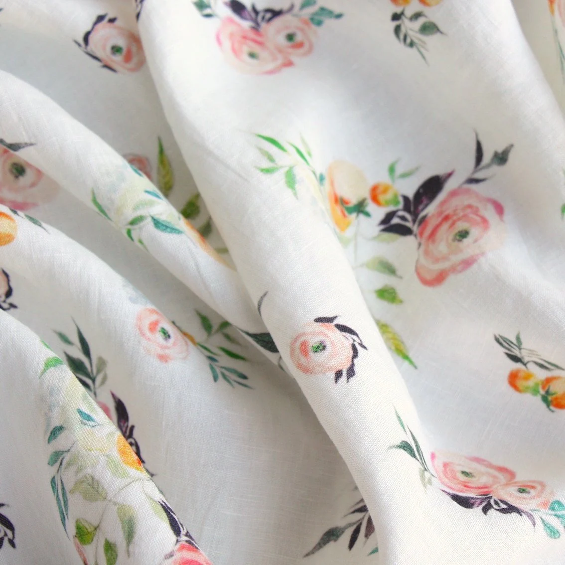 Tea Rose Afternoon Washed Printed Linen - Image 2