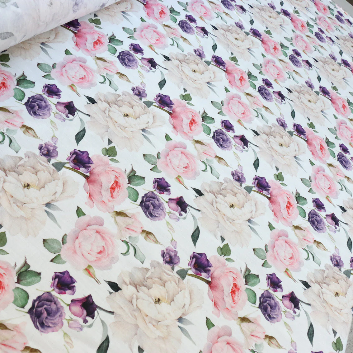 Tea Rose Garden Printed Linen - Image 4