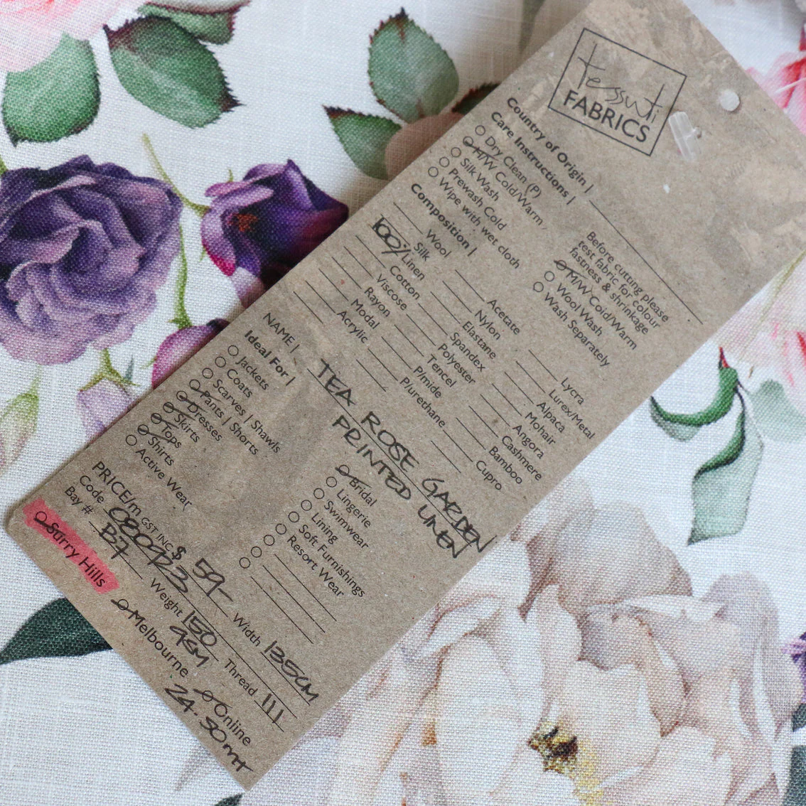 Tea Rose Garden Printed Linen - Image 5