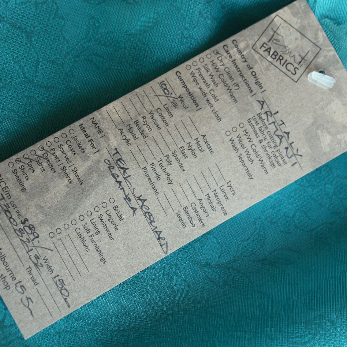 Teal Jacquard Organza - Image 3