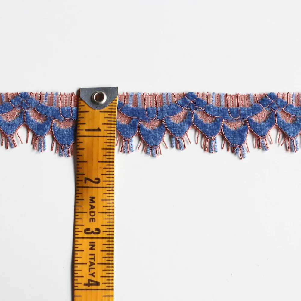 Henna/Wedgewood Blue Scalloped Trim - sold 1.40m lengths - Image 2