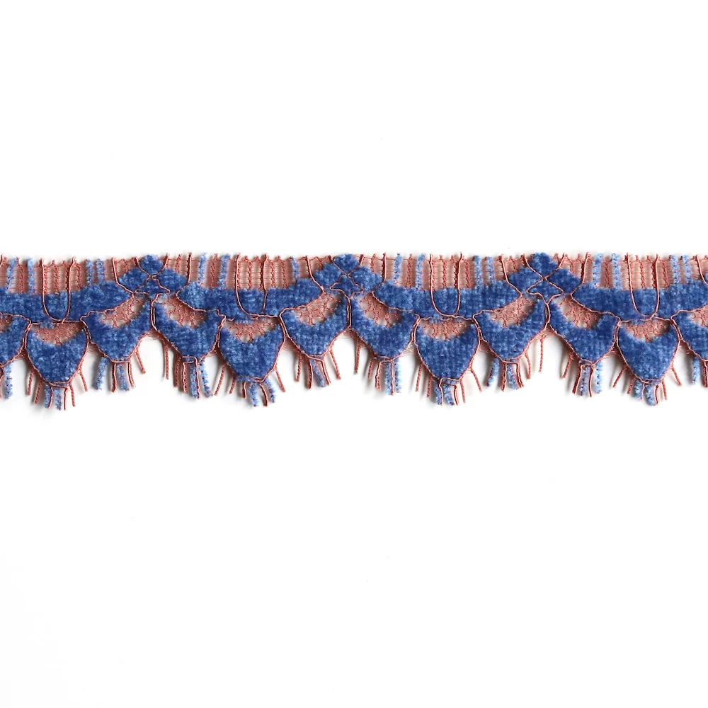 Henna/Wedgewood Blue Scalloped Trim - sold 1.40m lengths - Image 3