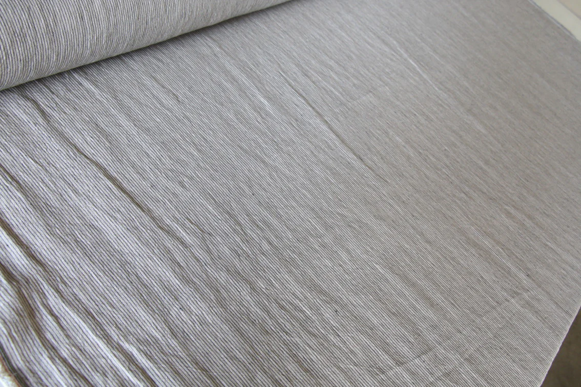 Thin Beige Stripe Washed Linen - Image 3