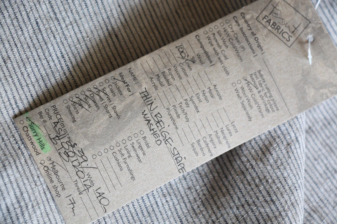 Thin Beige Stripe Washed Linen - Image 4