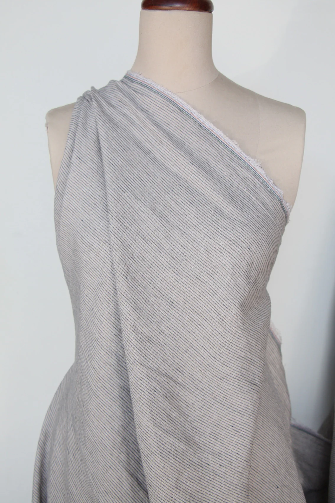 Thin Beige Stripe Washed Linen - Image 5