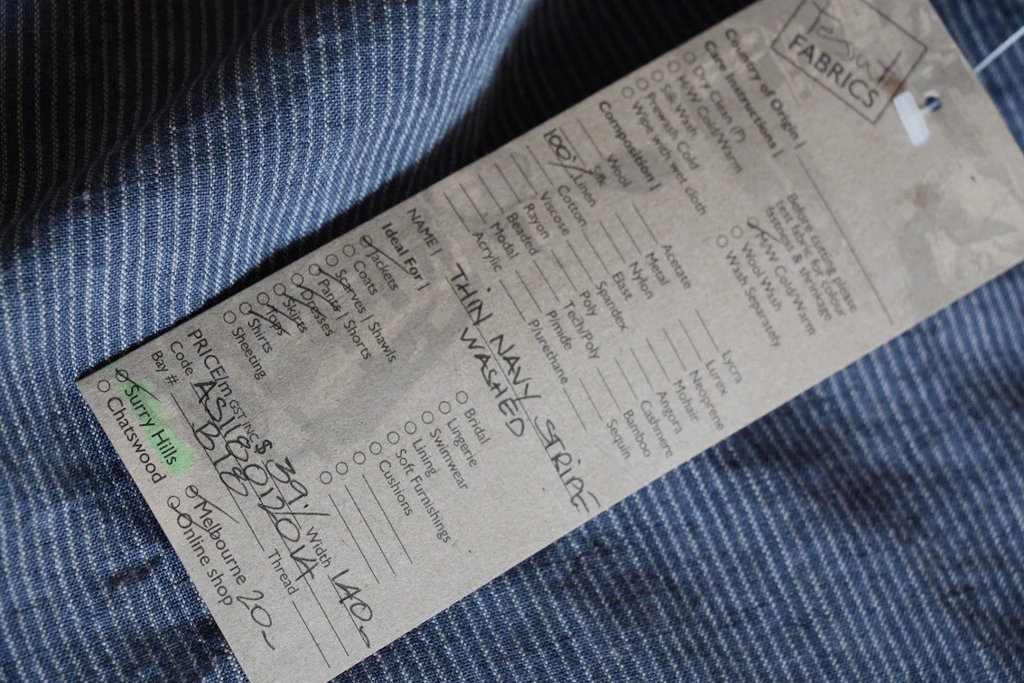 Thin Navy Stripe Washed Linen - Image 3