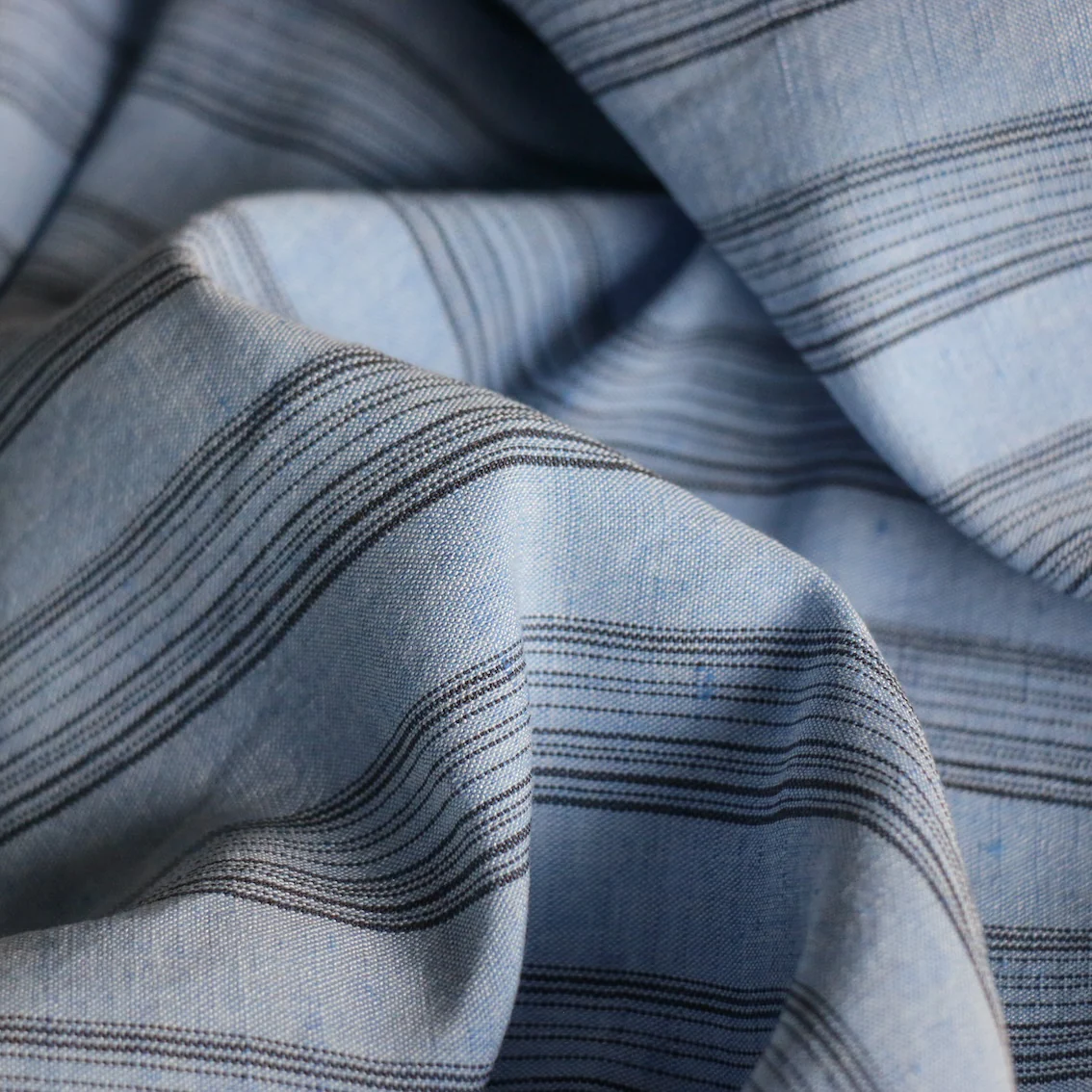 Tiffany Blue Stripe Linen/Viscose - Image 2