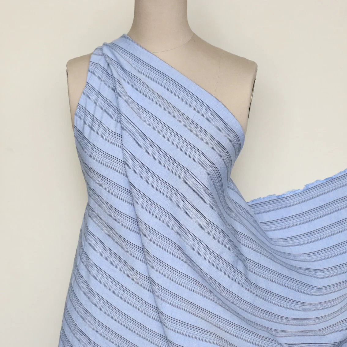 Tiffany Blue Stripe Linen/Viscose - Image 5