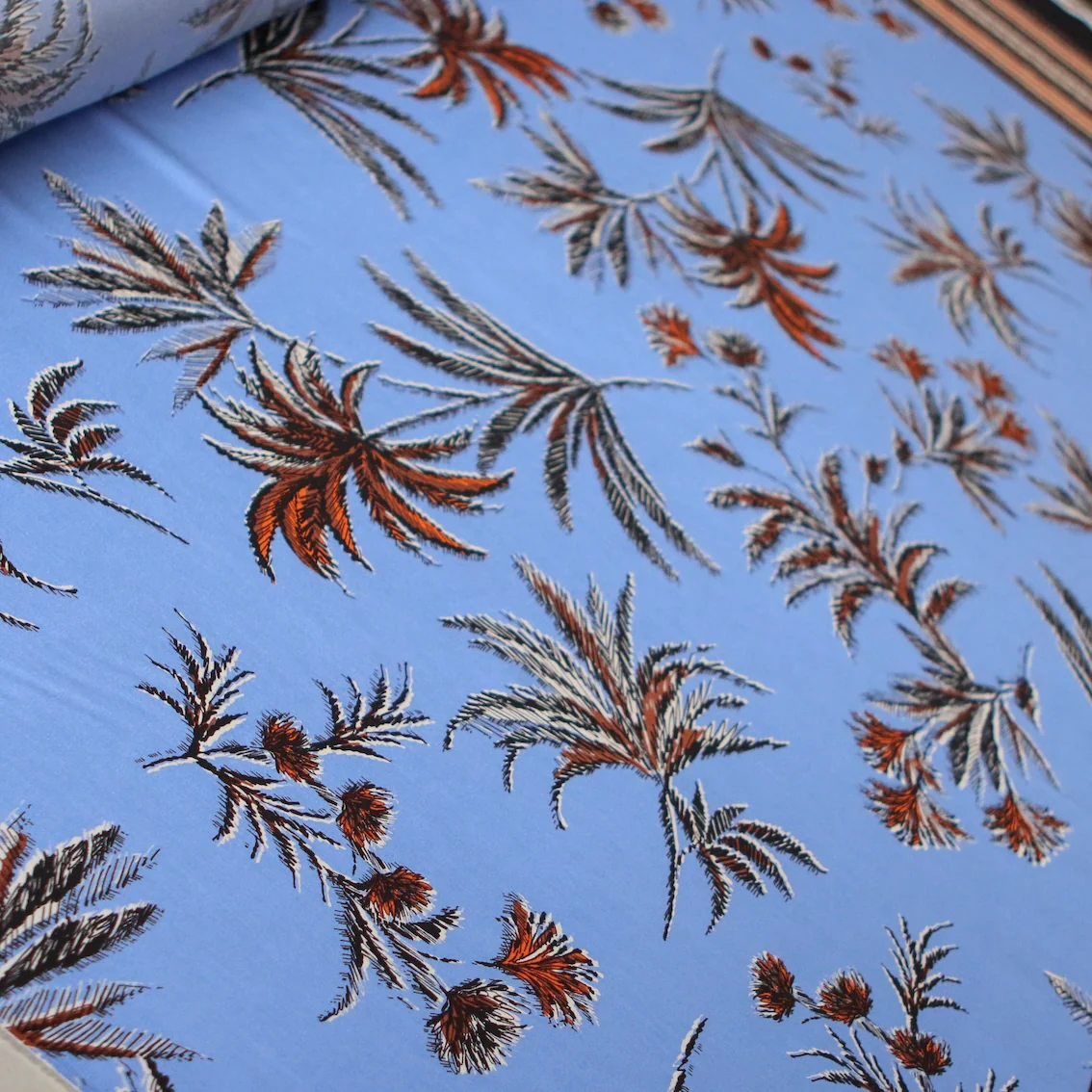 Tiki Blue Border Print Viscose - Image 4