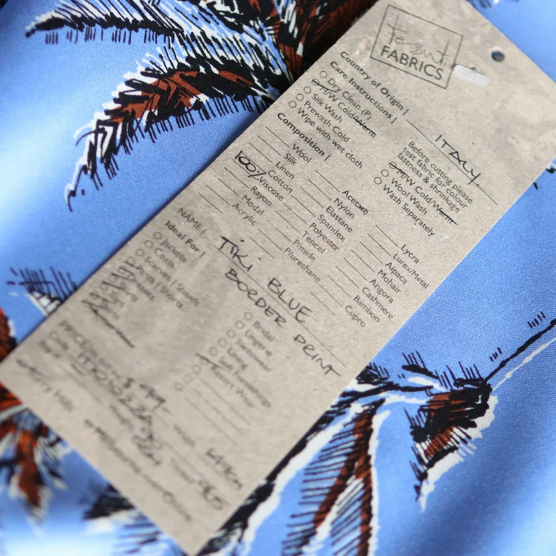 Tiki Blue Border Print Viscose - Image 6