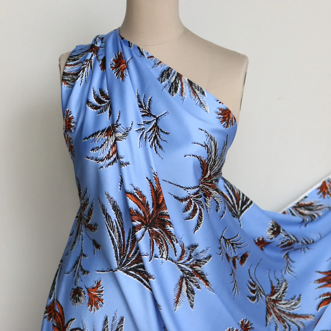 Tiki Blue Border Print Viscose - Image 7