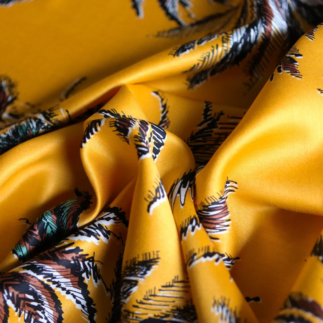 Tiki Yellow Border Print Viscose - Image 3