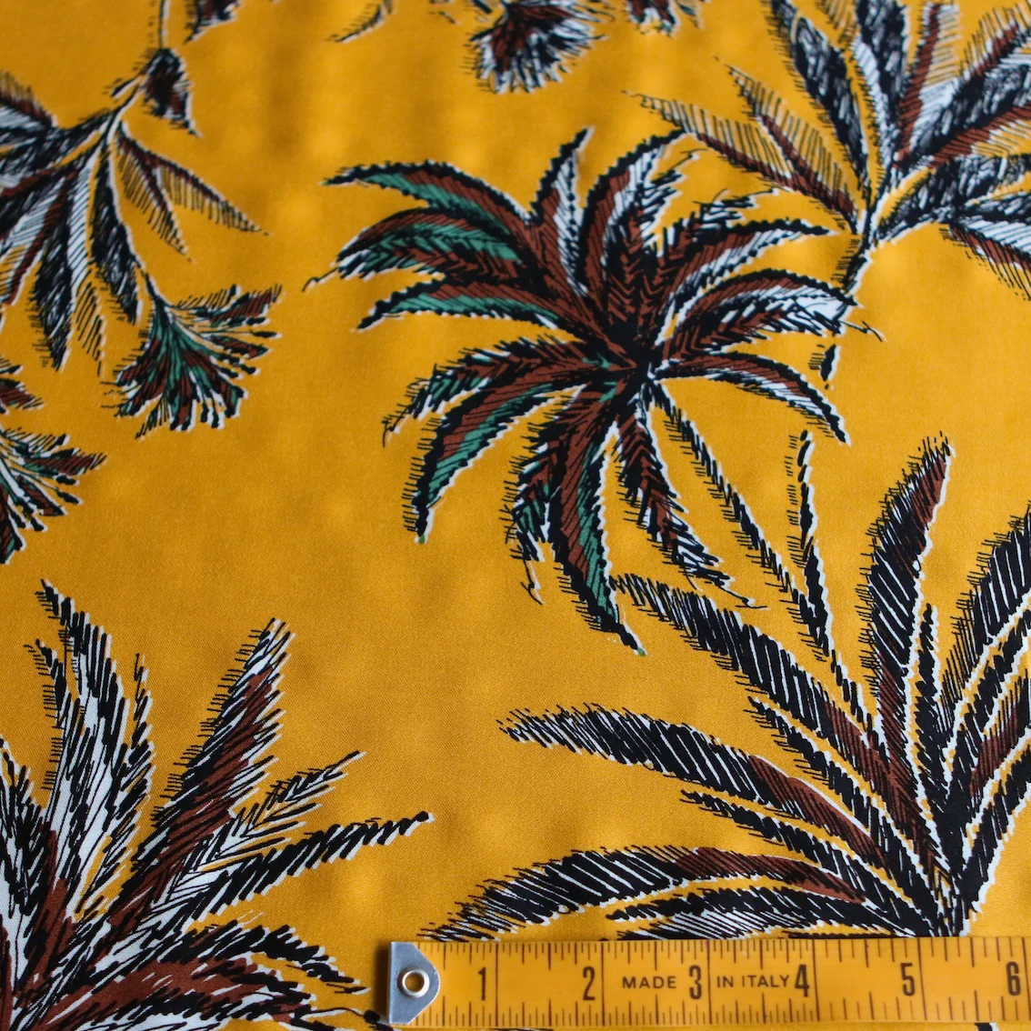 Tiki Yellow Border Print Viscose - Image 4