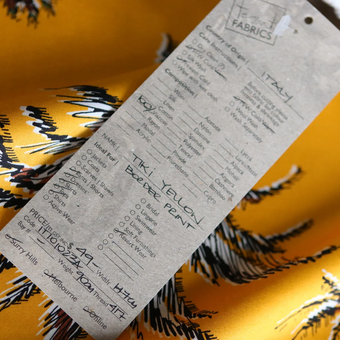 Tiki Yellow Border Print Viscose - Image 6