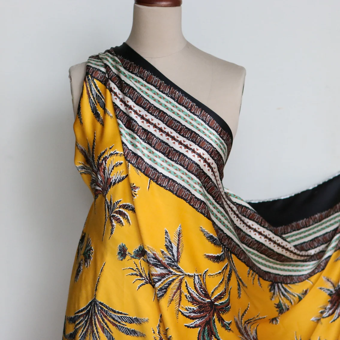 Tiki Yellow Border Print Viscose - Image 7