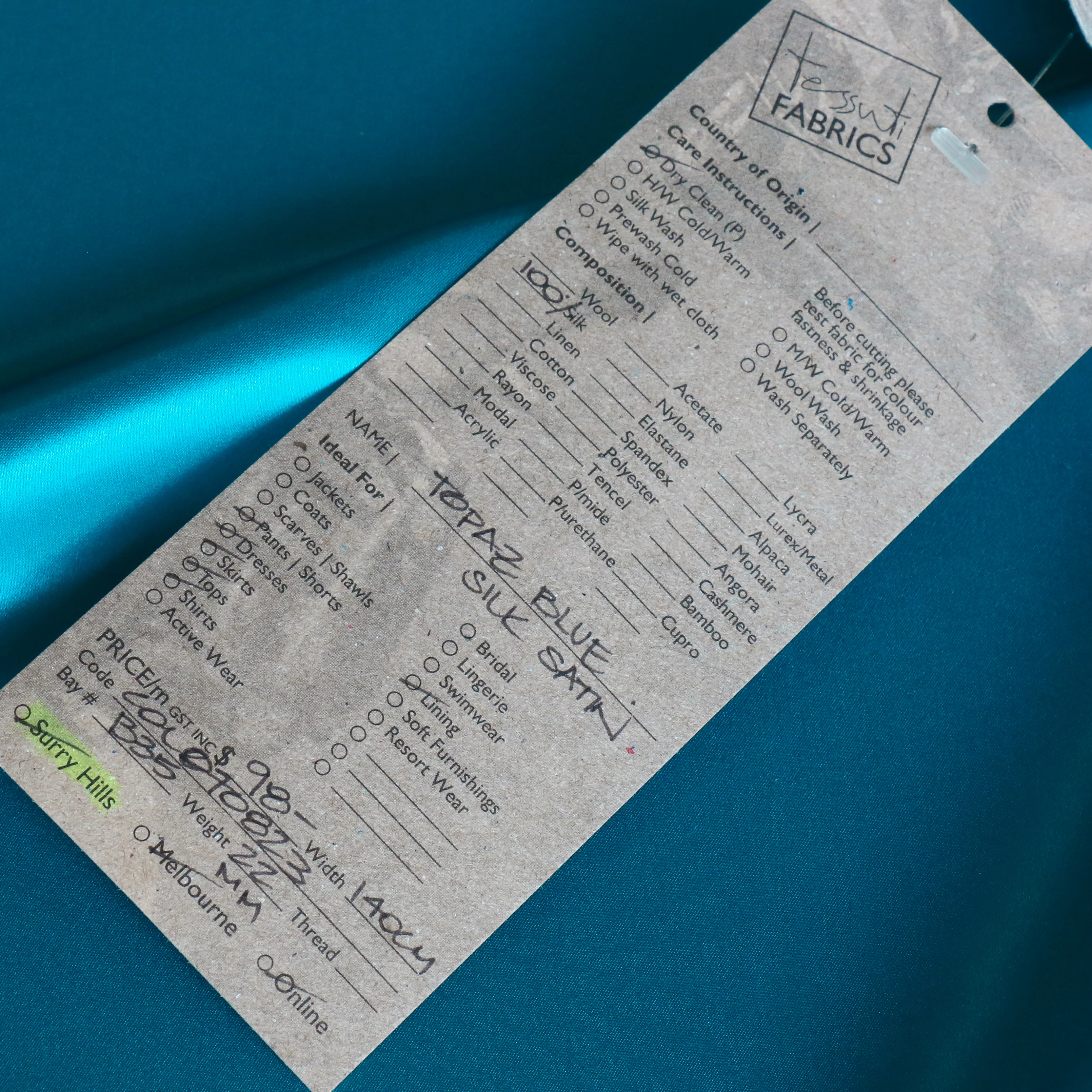 Topaz Blue Silk Satin - 22mm - Image 3