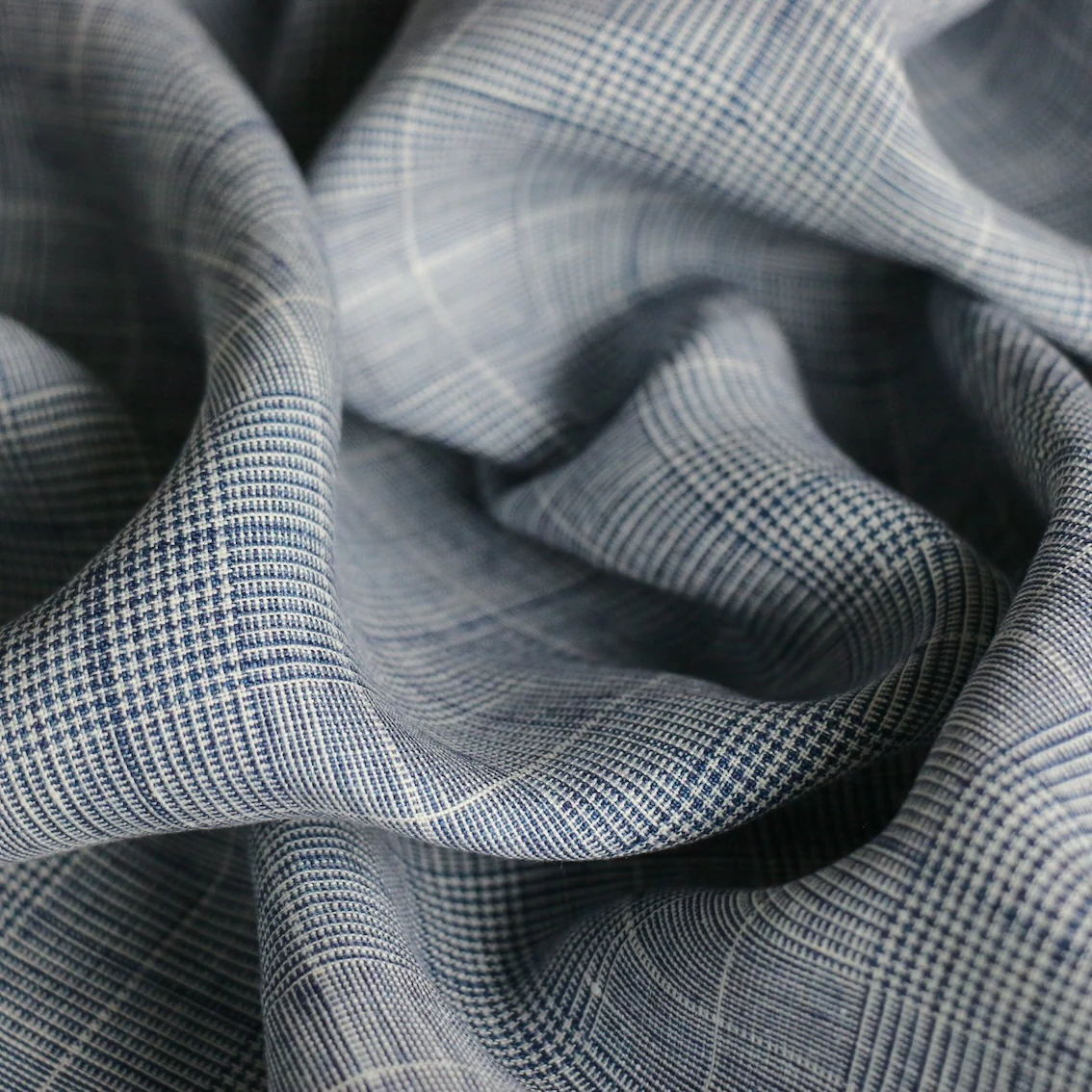 Torino Navy Check Linen - Image 2