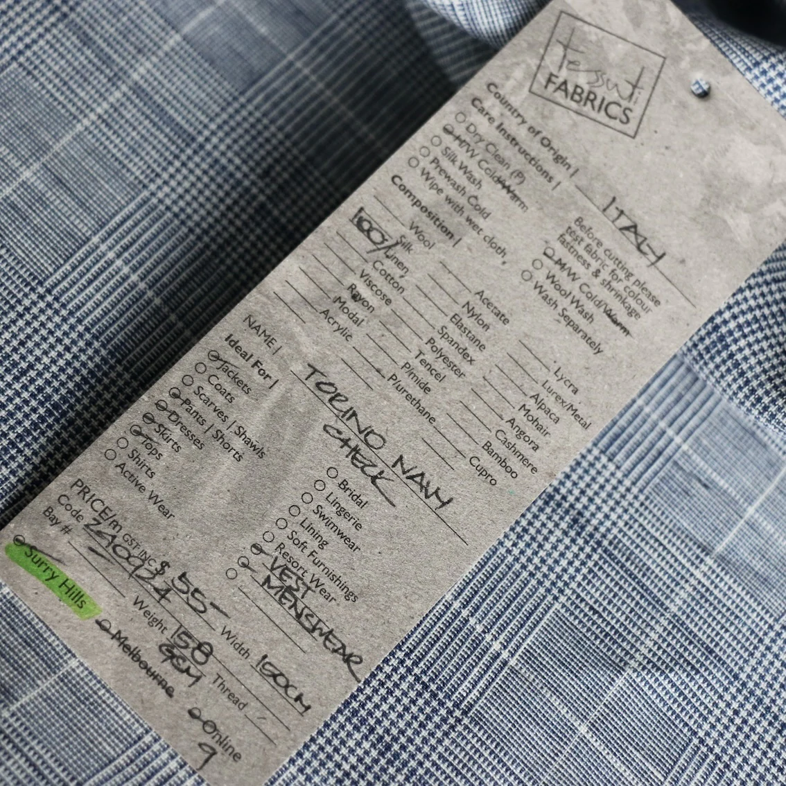 Torino Navy Check Linen - Image 4