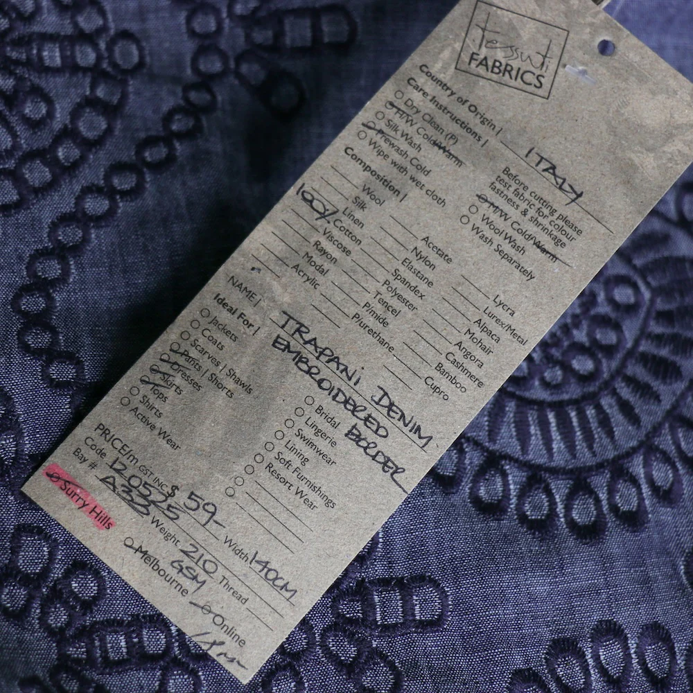 Trapani Denim Embroidered Border - Image 4