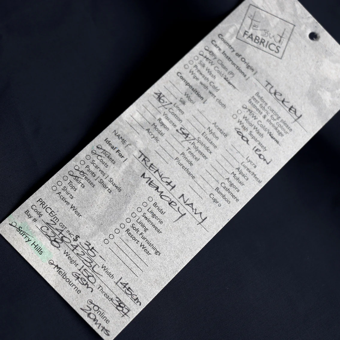 Trench Navy Memory Cloth - Image 3