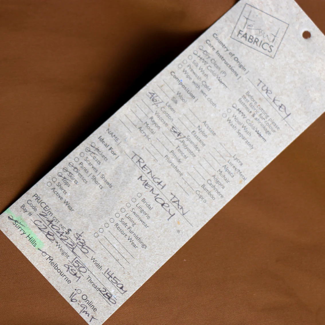 Trench Tan Memory Cloth - Image 3