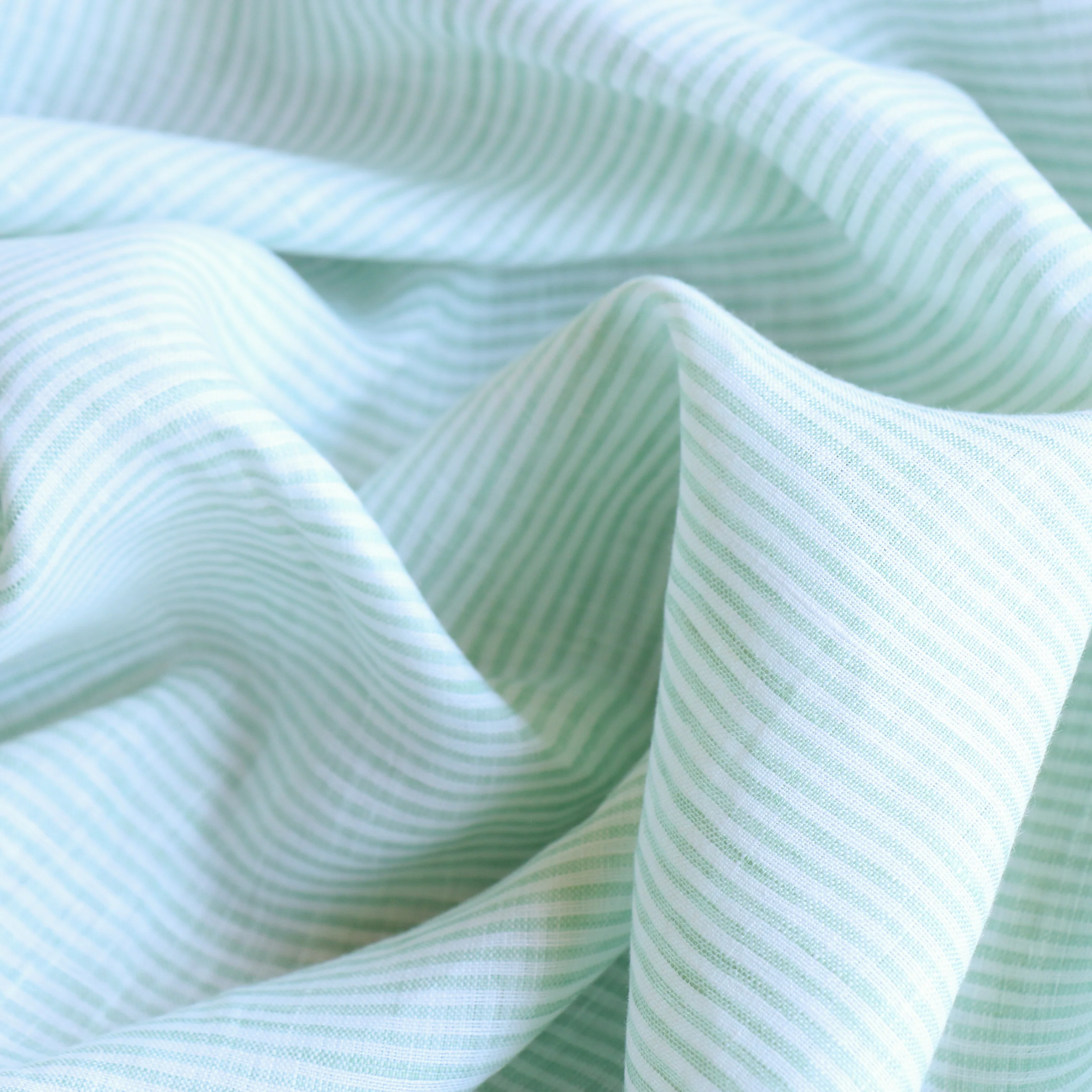 Treviso Stripe Linen - Mint/White - Image 2
