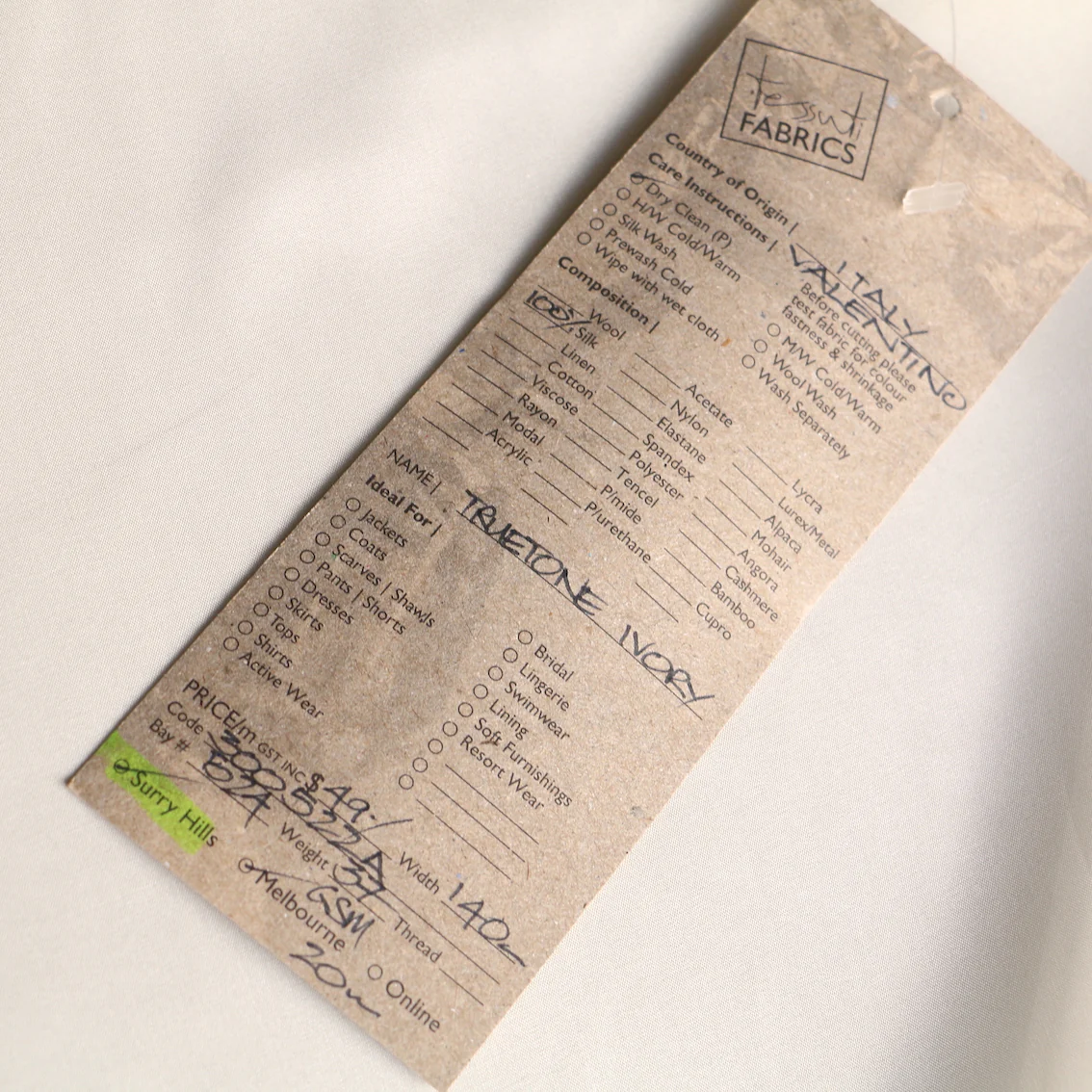 Truetone Ivory Silk Habutai - Image 3
