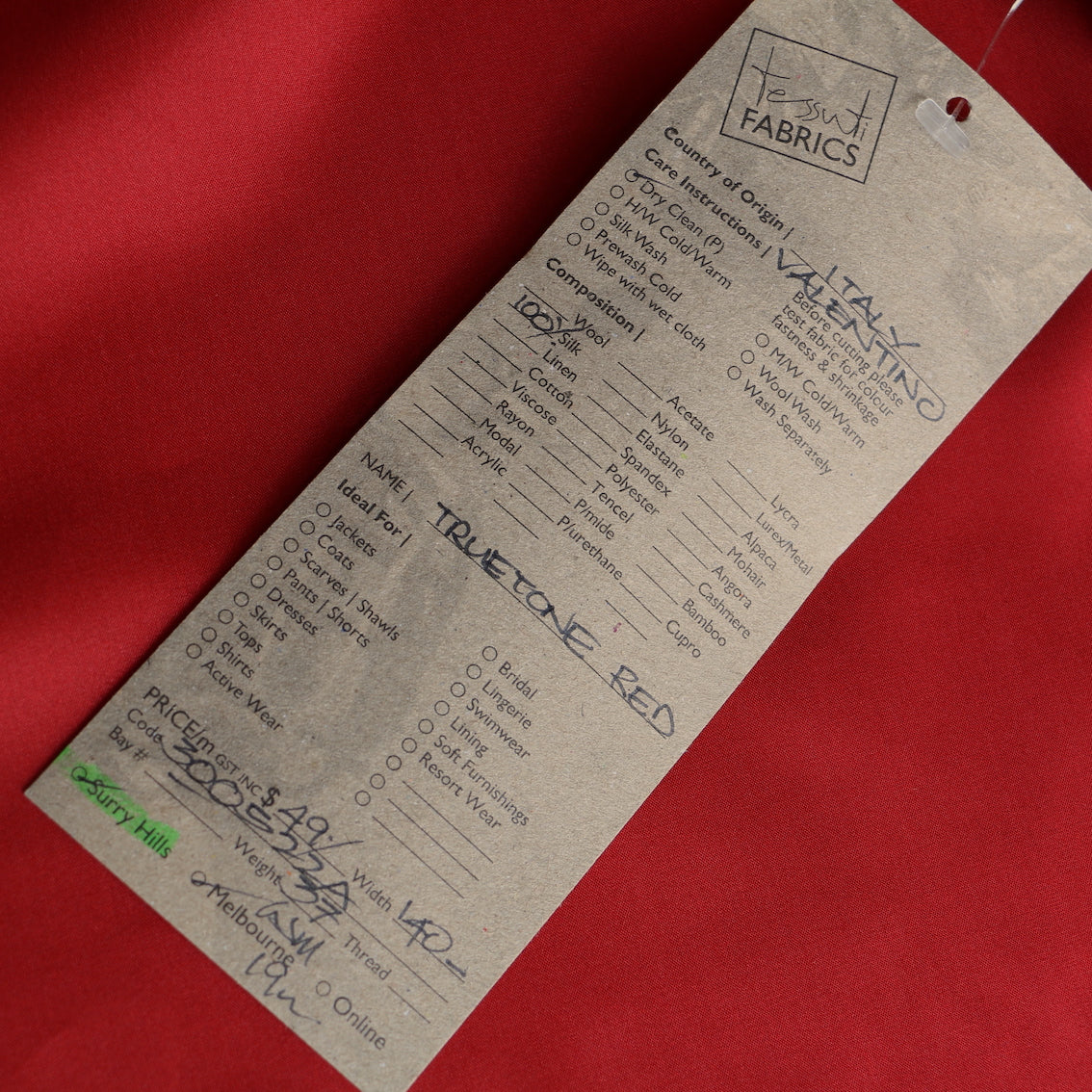 Truetone Red Silk Habutai - Image 3