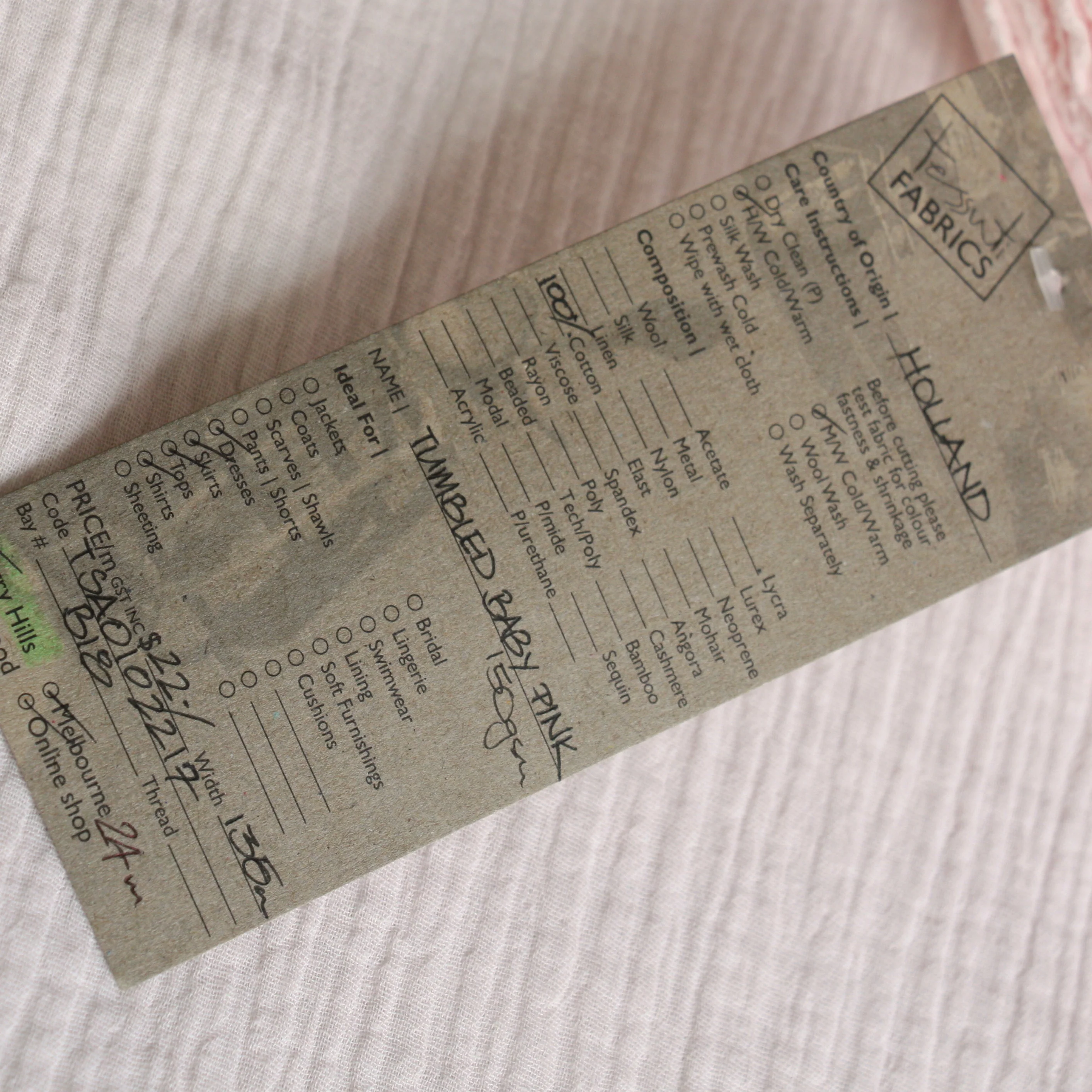 Tumbled Baby Pink Double Gauze - Image 3