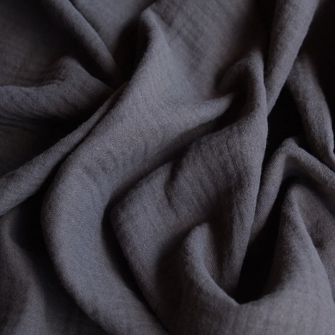 Tumbled Charcoal Double Gauze - Image 2
