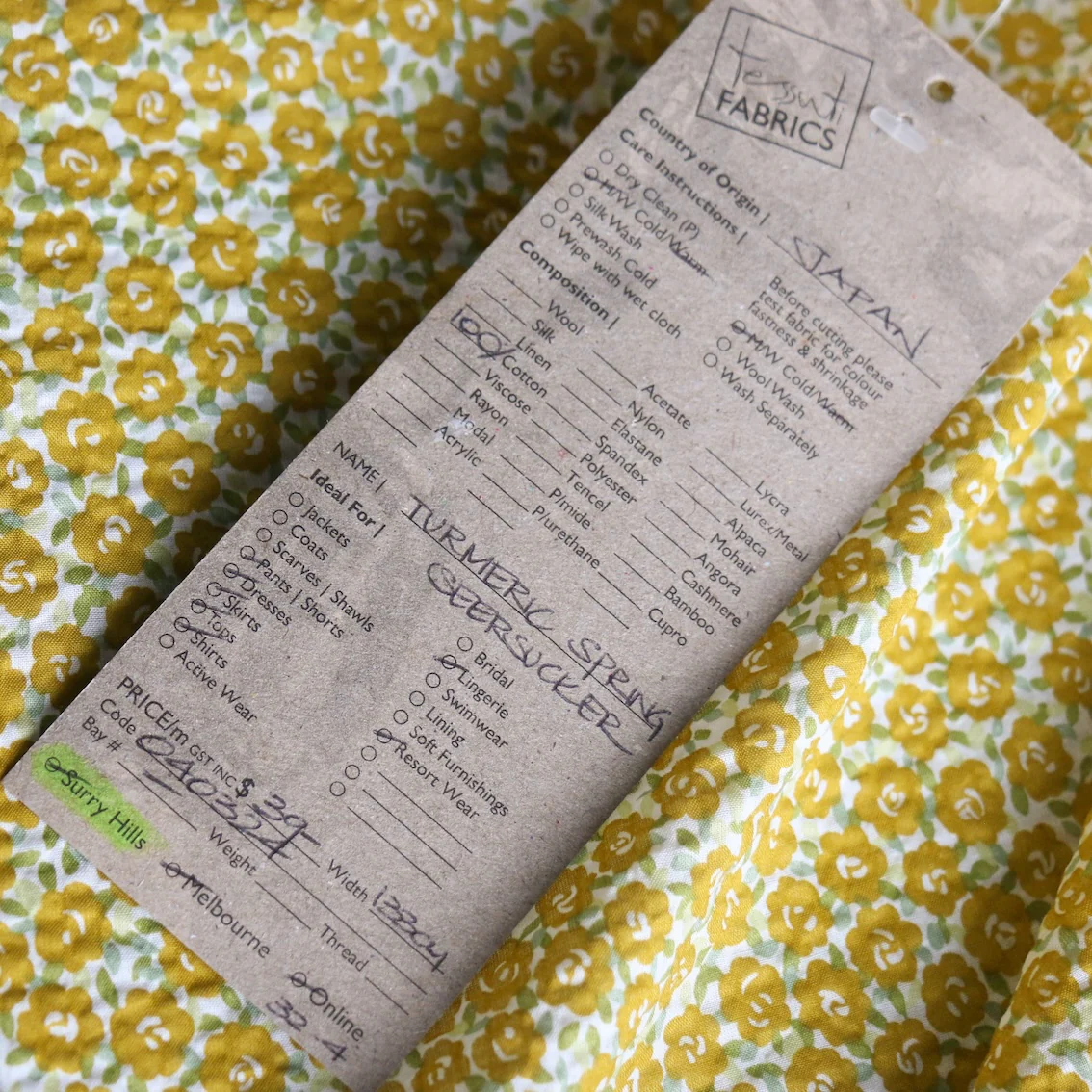 Turmeric Spring Seersucker Cotton - Image 3