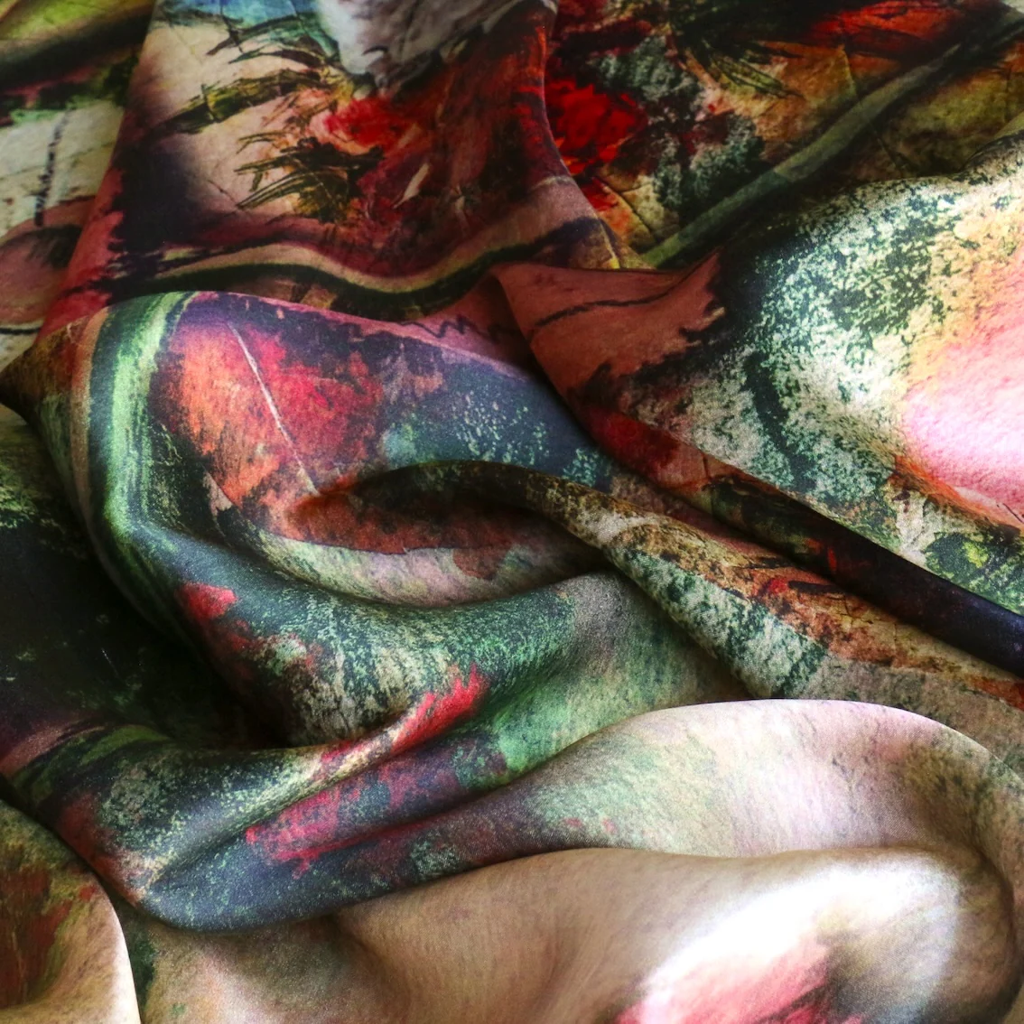 Tuscan Valley Silk Satin - Border Print - Image 2