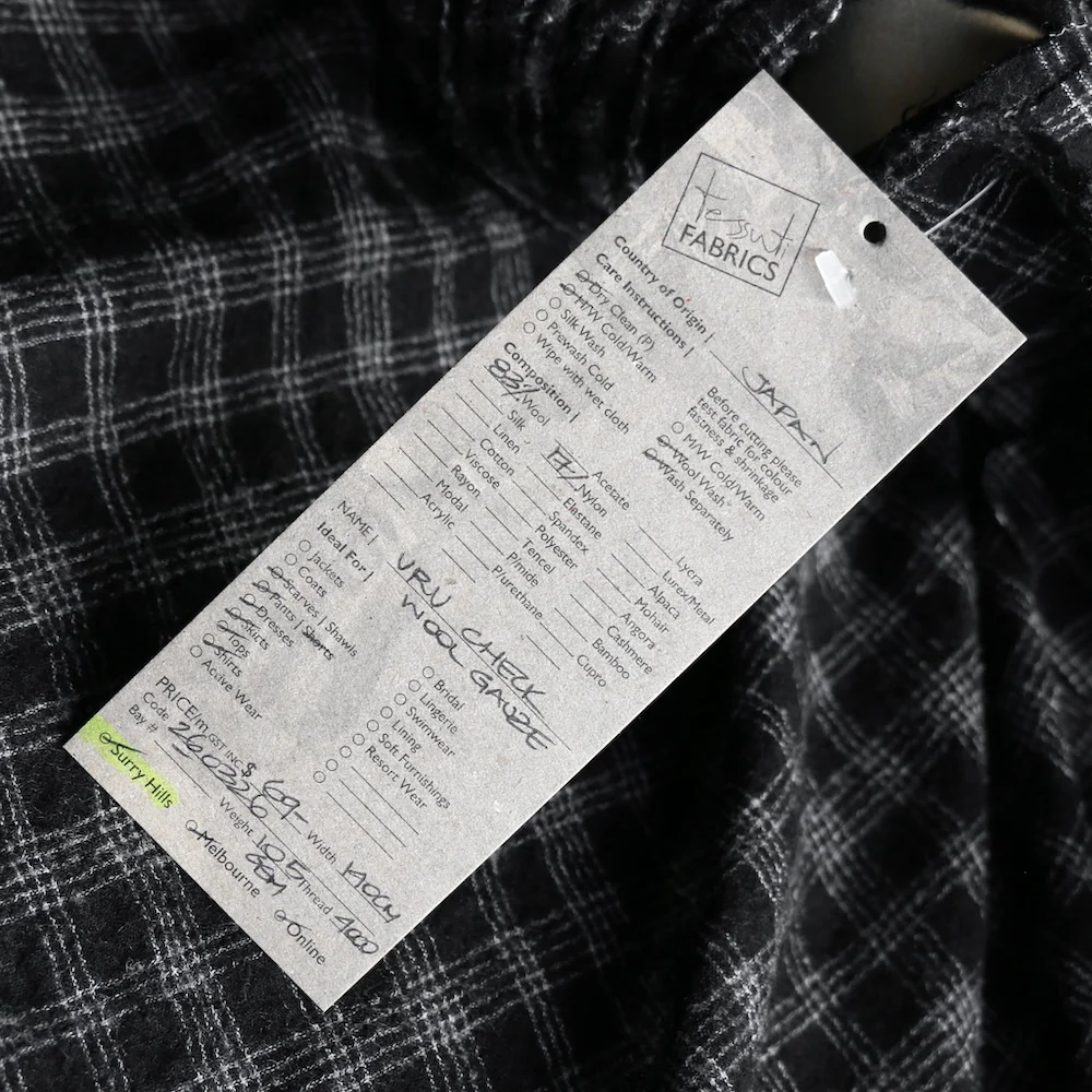 Uru Check Black Wool Gauze - Image 4
