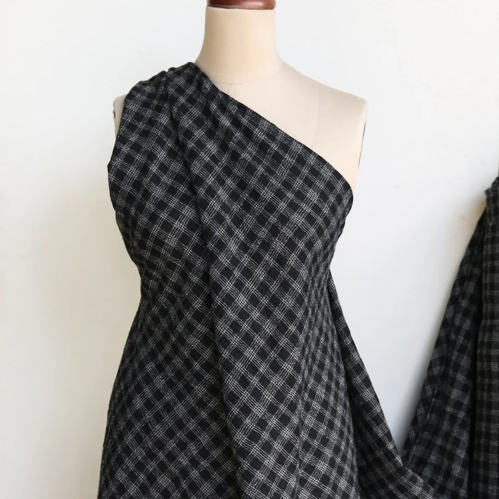 Uru Check Black Wool Gauze - Image 5