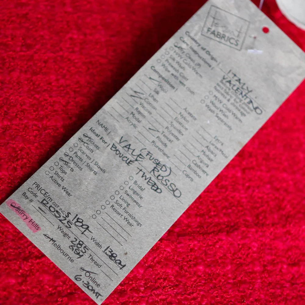 Vale Rosso Boucle Tweed (fused with red interfacing) - Image 3