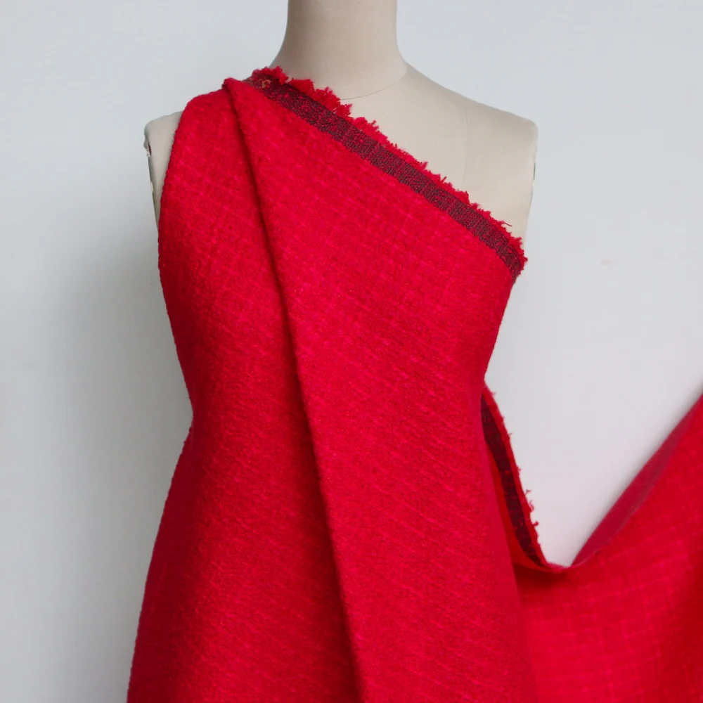 Vale Rosso Boucle Tweed (fused with red interfacing) - Image 4