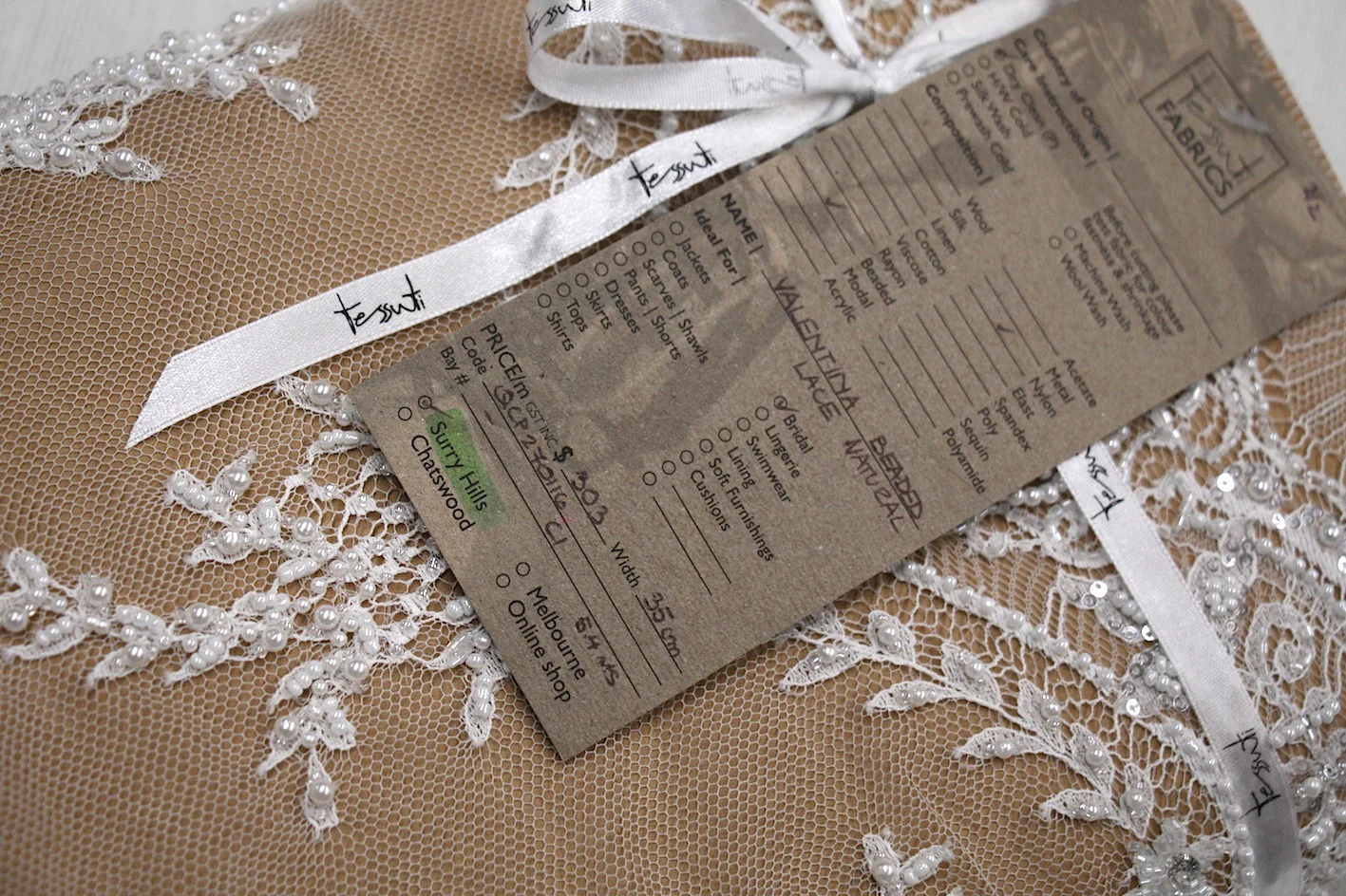 Valentina Beaded Lace Trim - Natural - Image 2