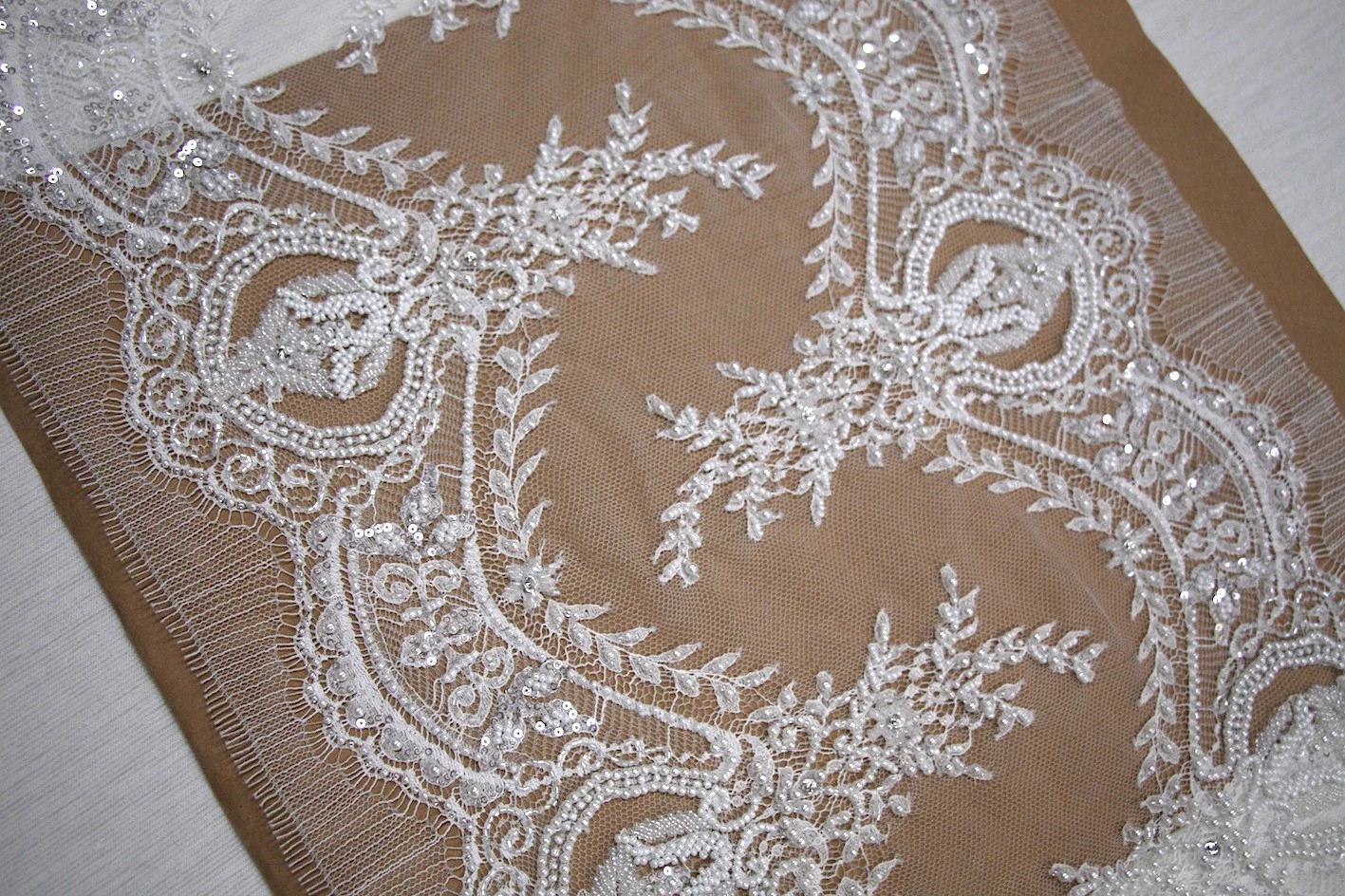 Valentina Beaded Lace Trim - Natural - Image 3