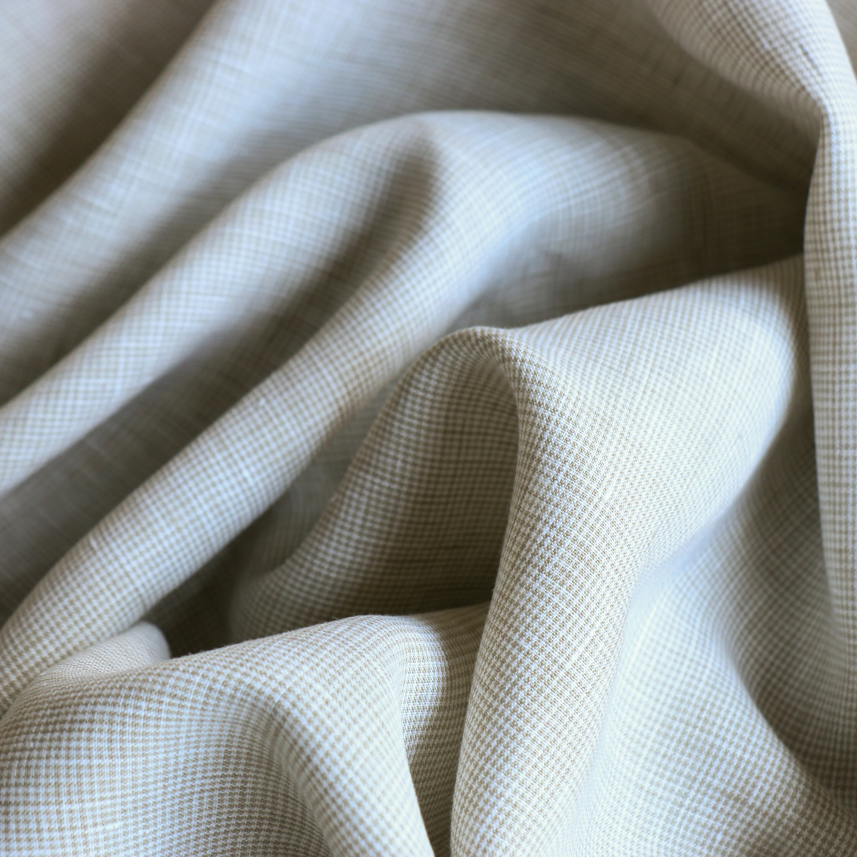Varenna Check Linen - String/White - Image 2
