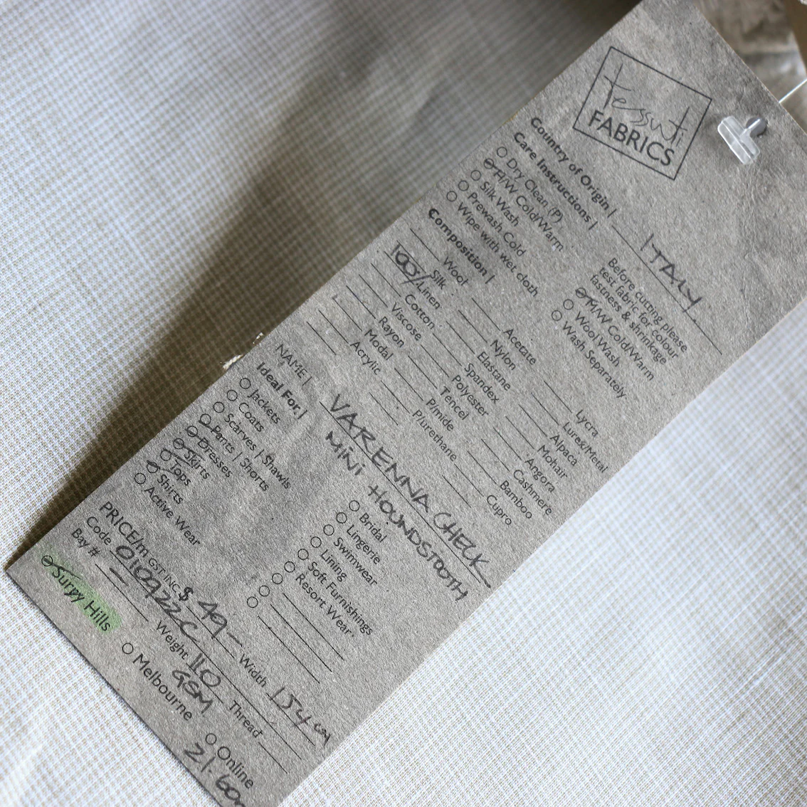 Varenna Check Linen - String/White - Image 3