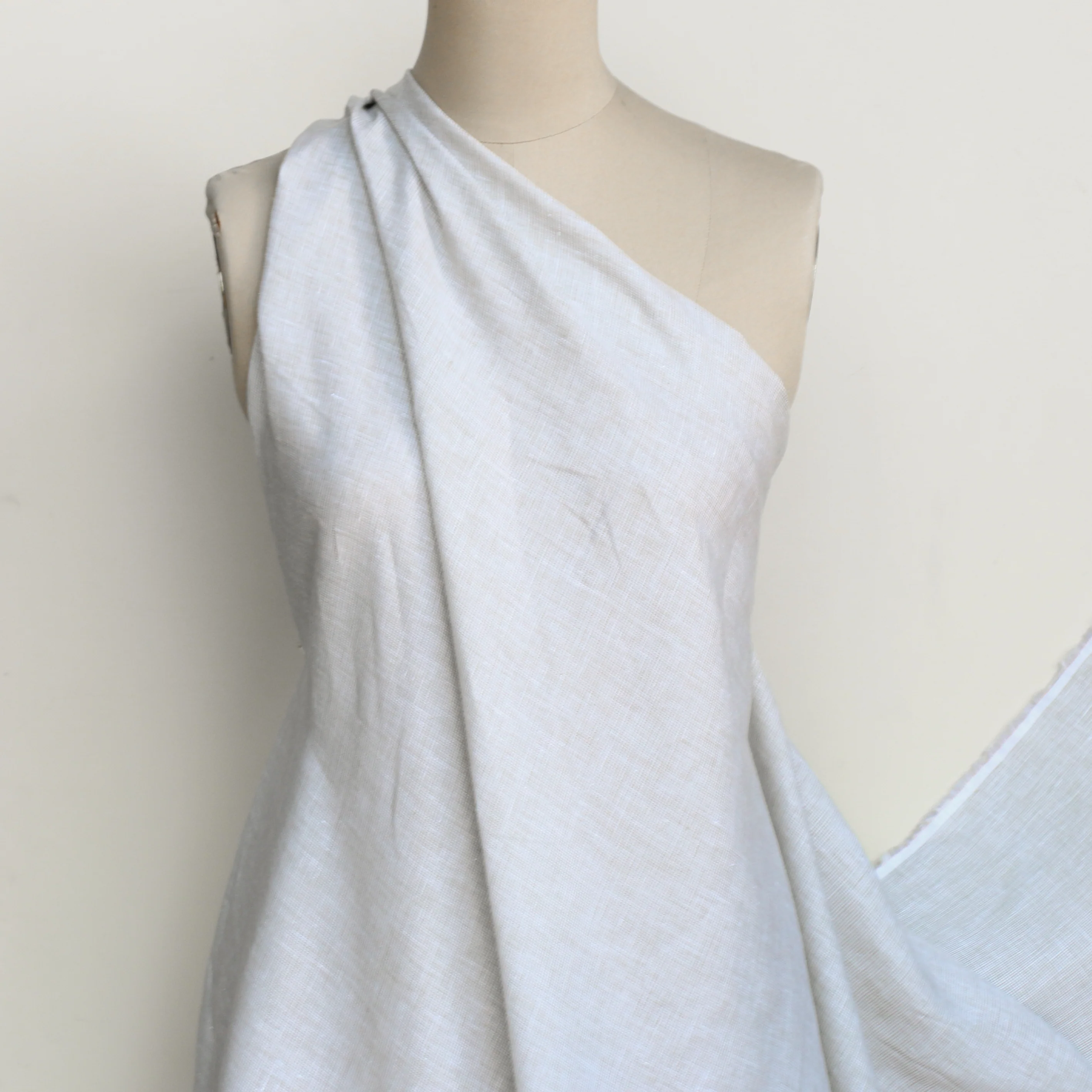 Varenna Check Linen - String/White - Image 4