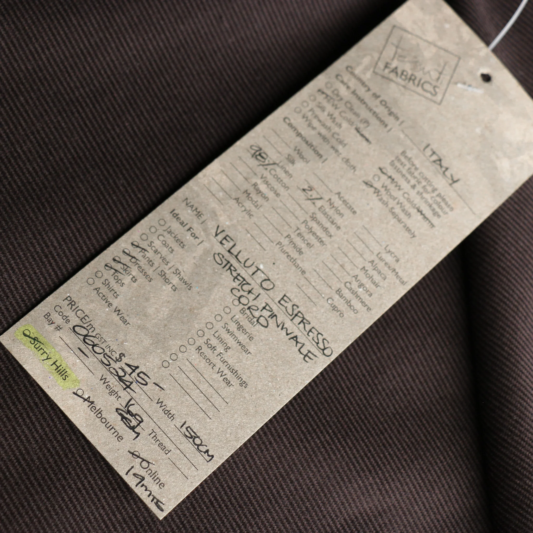 Velluto Espresso Pinwale Corduroy - Image 3