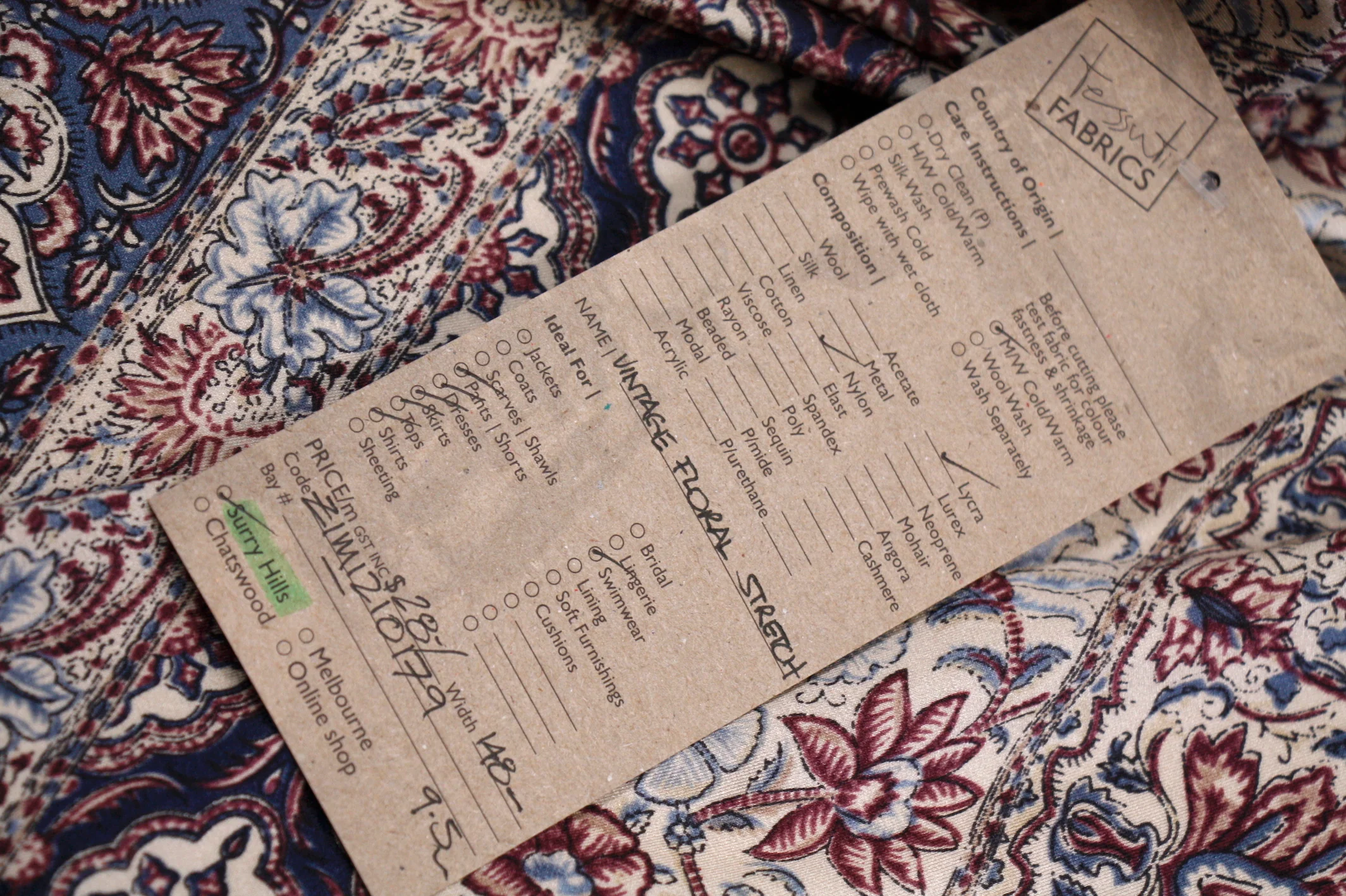 Vintage Floral Stretch - Swimwear Fabric - Image 3