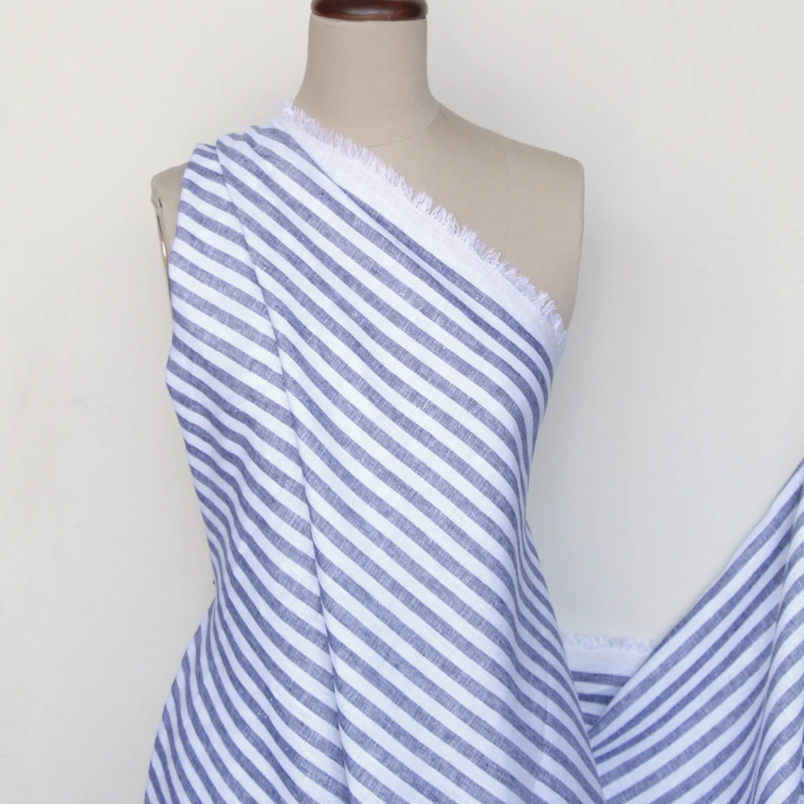 Vogue Stripe Blue Linen - Image 5