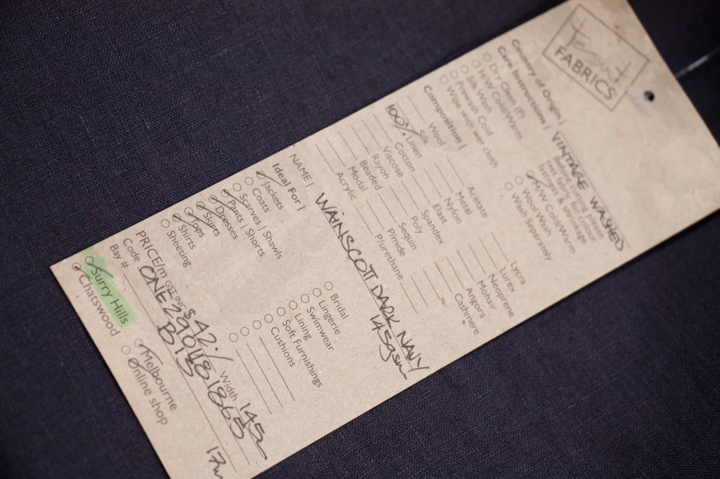 Wainscot Dark Navy - Vintage Wash Linen - Image 2