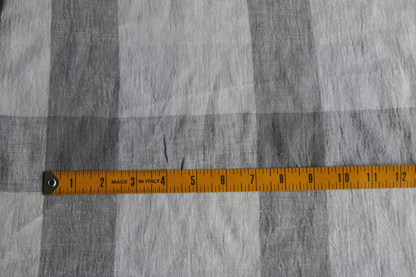 Washed Crinkle Grey Check Linen - Image 2